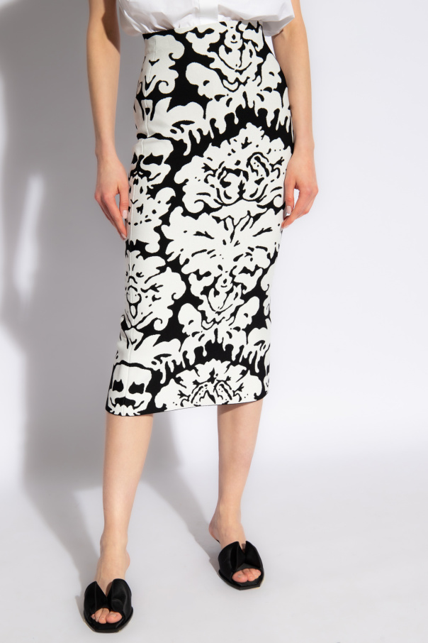 スカート ALEXANDER McQUEEN PENCIL SKIRT IN TWEED Alexander McQueen Frayed Tweed Midi Skirt — UFO No More